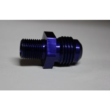 AN-NIPPEL M10 X 1 TIL AN6. BLÅ ALUMINIUM.