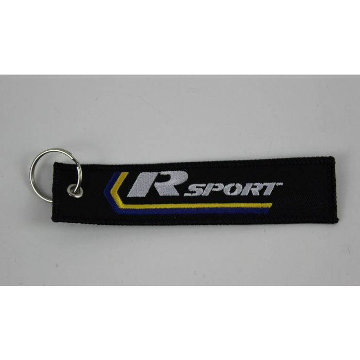 Nøkkelring m/tekstil merke Rsport  2 sidig,125x30mm.