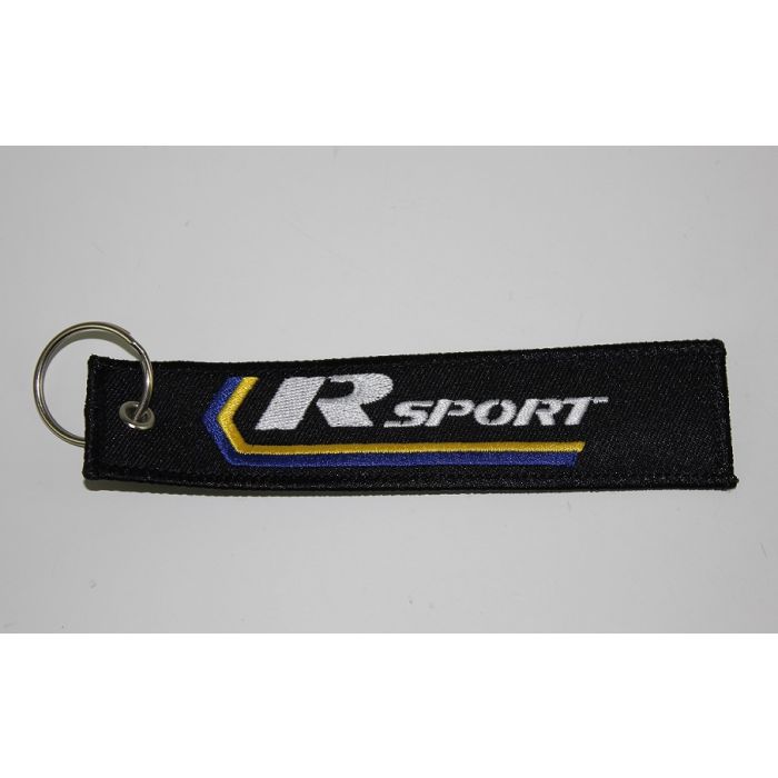 Nøkkelring m/tekstil merke Rsport  2 sidig,125x30mm.
