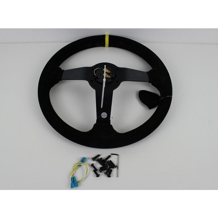 Ratt Stutz 350mm 53 dypt Semsket skinn motorsportratt