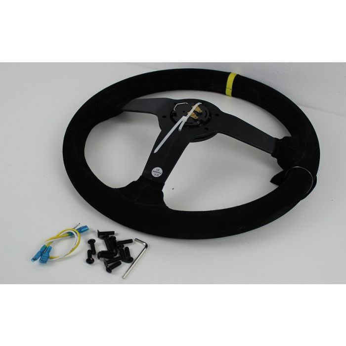 Ratt Stutz 350mm 53 dypt Semsket skinn motorsportratt