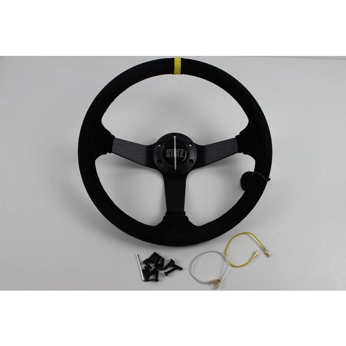 Ratt Stutz 350mm 71 Dypt Semsket Skinn Motorsportratt