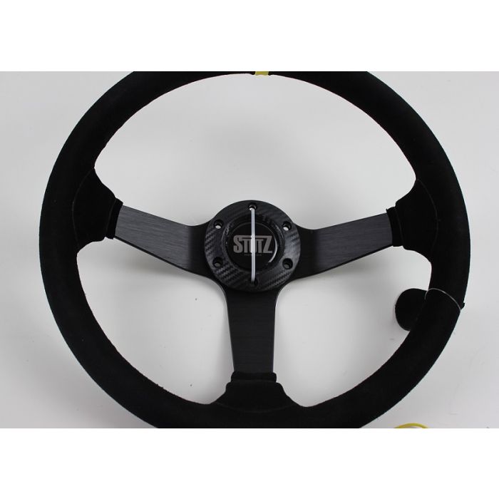 Ratt Stutz 350mm 71 Dypt Semsket Skinn Motorsportratt