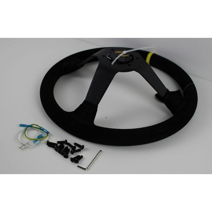 Ratt Stutz 350mm 96 dypt Semsket skinn motorsportratt