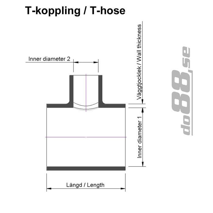 SILIKONSLANGE SVART T 3"+1,25" (76+32MM)