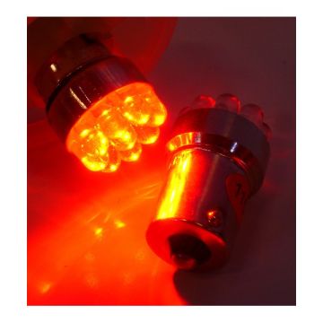 X-D LIGHT LED BULB RED BA15S 9 LEDS EQUALS 5 WATT- PAIR