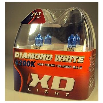 X-D LIGHT H3 DIAMOND WHITE BULBS 4200K - 55W- PAIR IN BOX