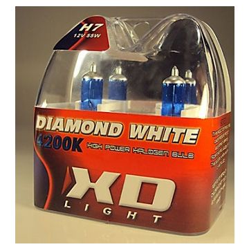 X-D LIGHT H7 DIAMOND WHITE BULBS 4200K - 55W- PAIR IN BOX