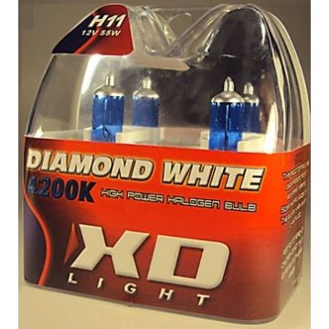 X-D LIGHT H8/H11 DIAMOND WHITE BULBS 4200K - 55W- PAIR IN BOX
